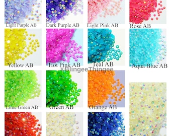 CHOOSE Size and Color Jelly AB Flatback Resin Rhinestones 1000 2mm or 3mm or 4mm or 5mm or 200 6mm Faceted Diy Bling Not Hotfix