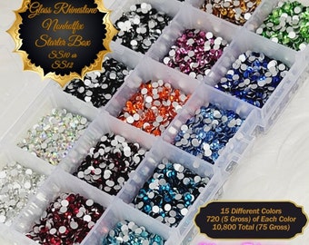 10,800 SS10 OR SS12 3MM Glass Rhinestones Storage Box Container Bling Kit Set Perfect for Blinging Pencils 75 Gross