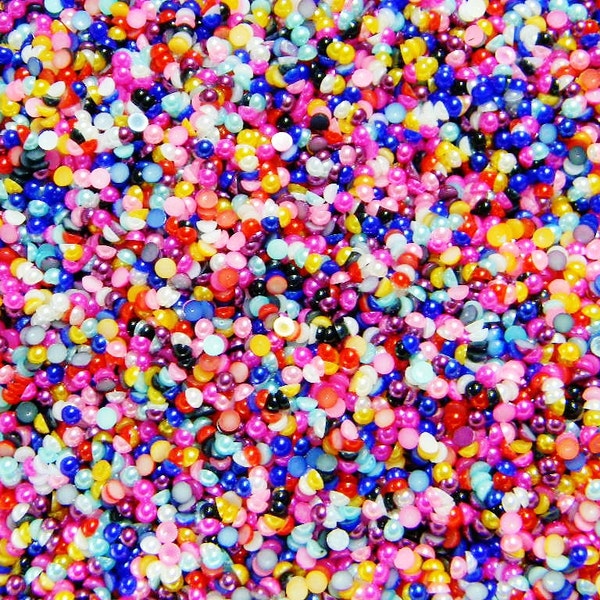 Sale 1000 3mm Mixed Color Small Tiny Flatback Half Round Faux Pearls Embellishments DIY Deco Nail Art