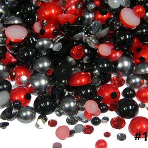 30 Grams Mix  Flatback Faux Pearls Mixed Sizes Plus Flatback  Resin Rhinestones Assorted Sizes Colors #133