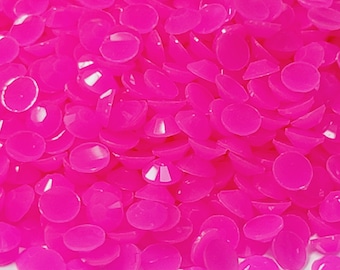 Clearance OPAQUE Glossy Hot PInk  Flatback Jelly Resin Rhinestones with No Ab Coating Choose Size  3mm 4mm 5mm