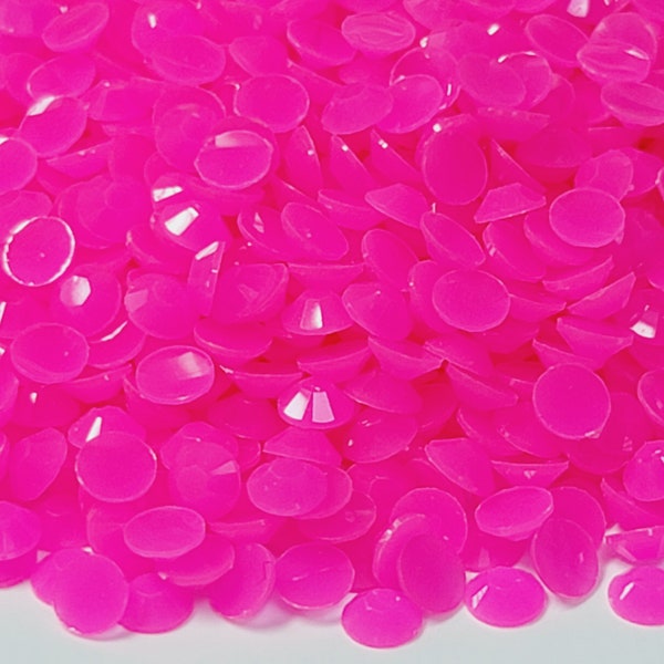 Clearance OPAQUE Glossy Hot PInk  Flatback Jelly Resin Rhinestones with No Ab Coating Choose Size  3mm 4mm 5mm