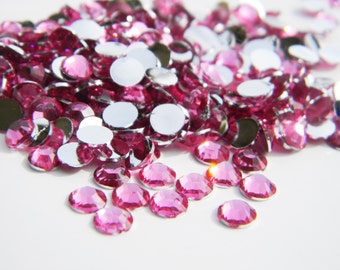 Dark Pink Rose 1000 2mm/ 3mm/4mm/or 5mm or 200 6mm Flatback Resin Rhinestones ss6/12/16/20 High Quality Faceted Bling for Nail Art or Crafts