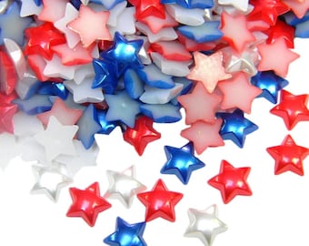 Red White and Blue Flatback Stars 10mm Embellishments Approximately 100 Piece Embellishments Scrapbooking Kawaii Cabochon Decoden  Supplies