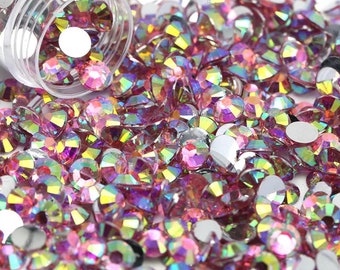 CLEARANCE Rose AB RESIN Ab Flatback Rhinestones Choose Color Size 2mm 3mm 4mm 5mm 6mm Bling Embellishments NonHotfix