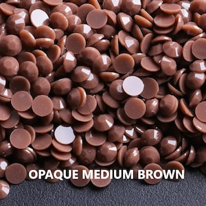 OPAQUE MEDIUM BROWN Flatback Jelly Resin Rhinestones with No Ab Coating Choose Size 2mm 3mm 4mm 5mm or 6mm Bling Embellishments Nonhotfix