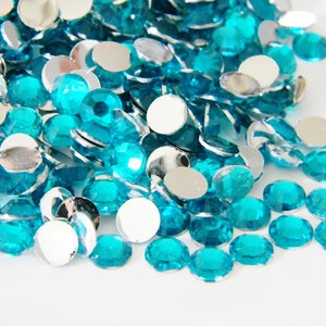 1000 DARK AQUAMARINE Flatback Resin RHinestones 2mm or 3mm 4mm or 5mm or 200 6mm DIY Bling Craft Embellishments Faceted High Quality