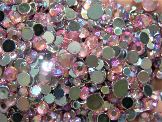Resin Rhinestones Pink AB 2-6mm And Mixed Sizes Facets Glue On
