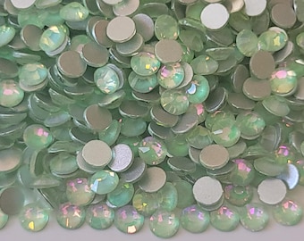 Seafoam Opal Glows Under UV Light  Flatback Glass Faceted  Rhinestones Choose Size ss6 ss10 ss12 ss16 ss20 ss30 Bling High Quality Gems
