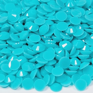 Clearance OPAQUE Teal Flatback Jelly Resin Rhinestones with No Ab Coating Choose Size  3mm 4mm 5mm