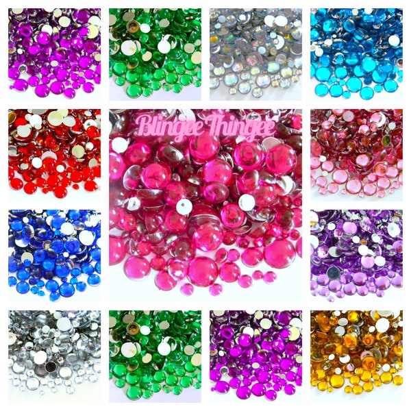 DOME SHAPED  Acrylic Flatback Half Round Pearl Embellishments Mixed Sizes 3mm 4mm 5mm 6mm 8mm 10mm 12mm Approximately 300 pcs