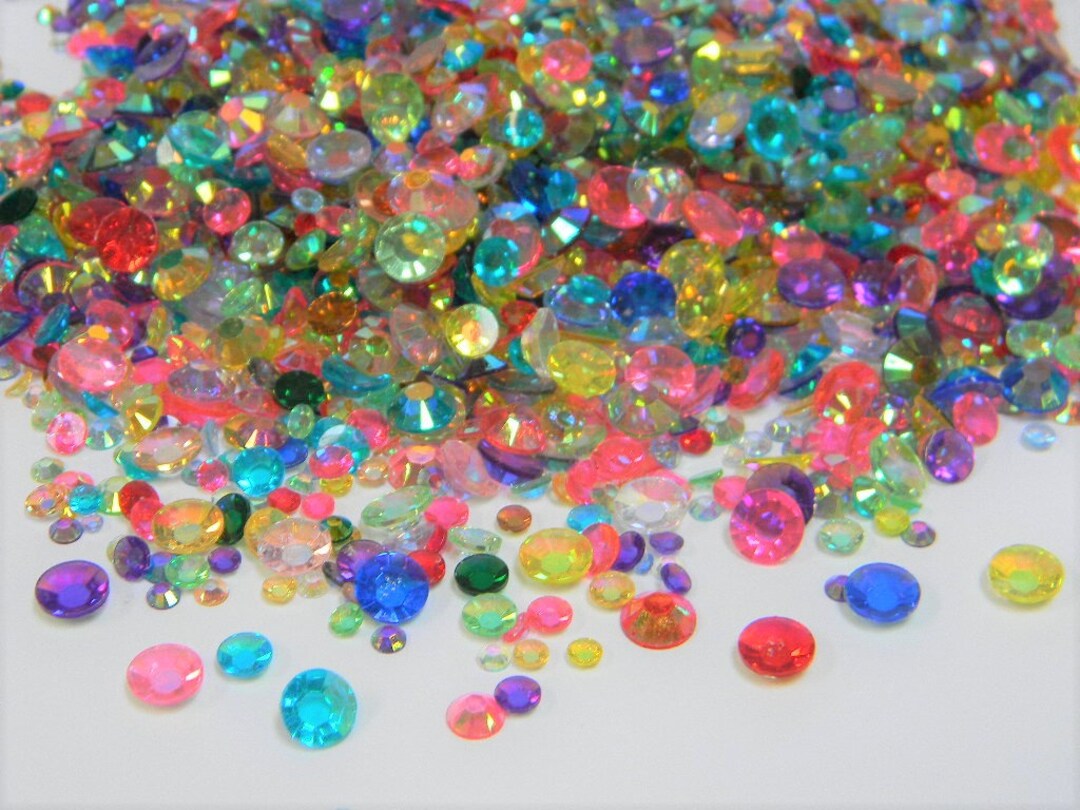 CHOOSE Size and Color Jelly AB Flatback Resin Rhinestones 1000 2mm or 3mm  or 4mm or 5mm or 200 6mm Faceted Diy Bling Not Hotfix