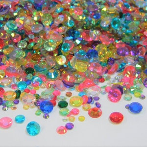 1500 TRANSPARENT AB  New and Improved Mixed Sizes Colors Flatback Resin Rhinestones 3mm 4mm 5mm 6mm  Transparent AB Mix