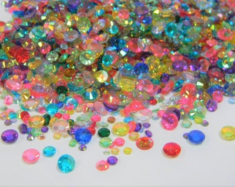 1500 TRANSPARENT AB  New and Improved Mixed Sizes Colors Flatback Resin Rhinestones 3mm 4mm 5mm 6mm  Transparent AB Mix