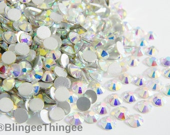 1440 CRYSTAL AB 4mm ss16 Glass Flatback Rhinestones Faceted High Quality Embellishments 10 Gross Diy Deco Bling Kit