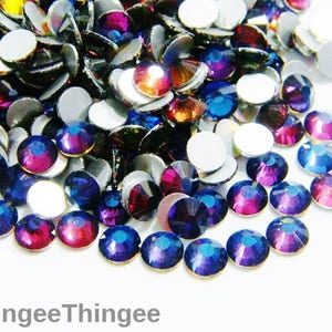 BLUE RAINBOW Glass Flatback Faceted Rhinestones 2mm 3mm 4mm 5mm or 6mm ss6 ss12 ss16 ss20 or ss30 Diy Non Hotfix High Quality Embellishments