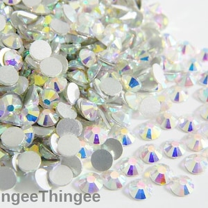 CRYSTAL AB 7mm Glass ss34  Flatback Rhinestones Faceted High Quality Embellishments 2 Gross 288 Pieces 7.2 7.4mm Diy Deco Bling Kit