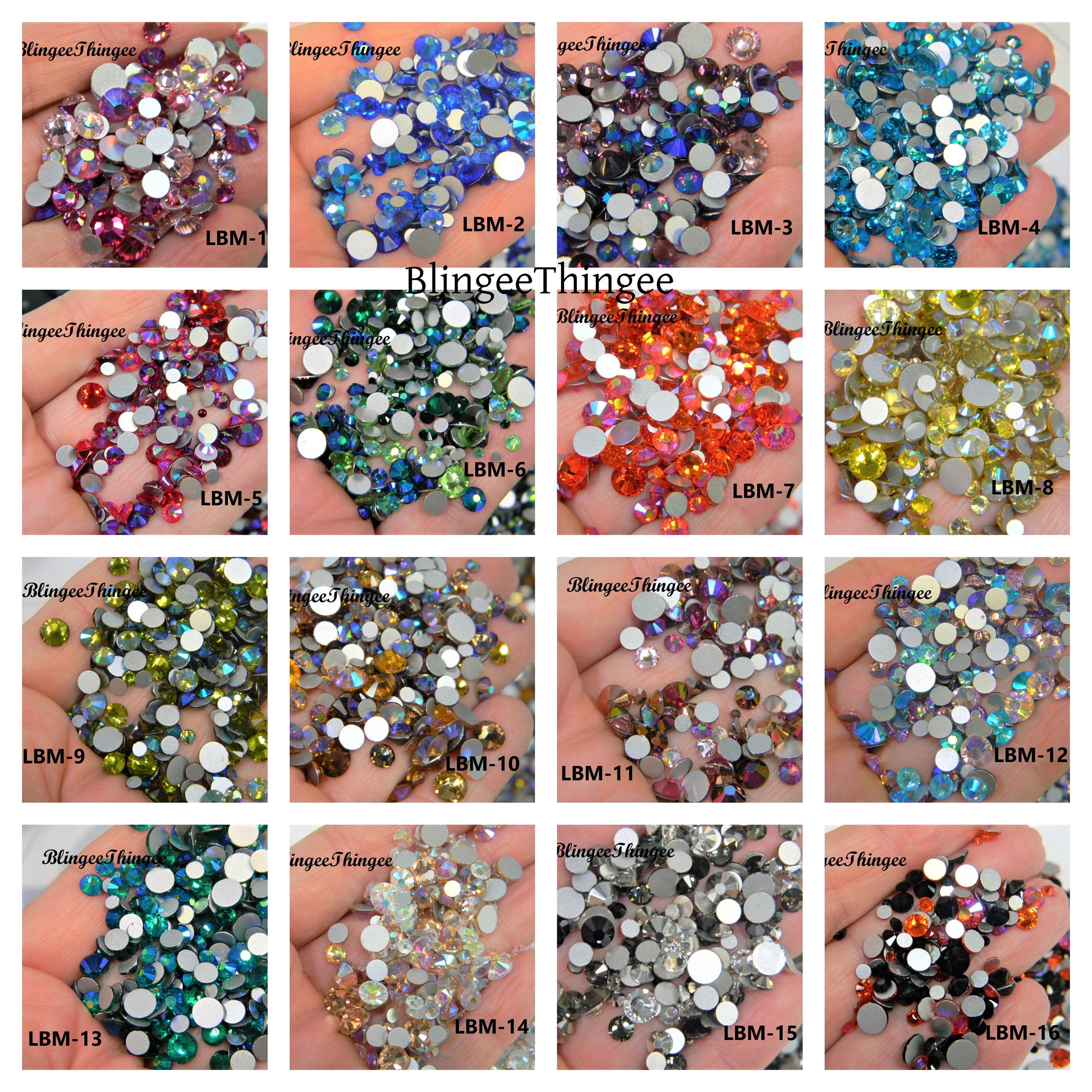 Luxury Bling Mixes Glass Rhinestones Assorted Colors and Sizes