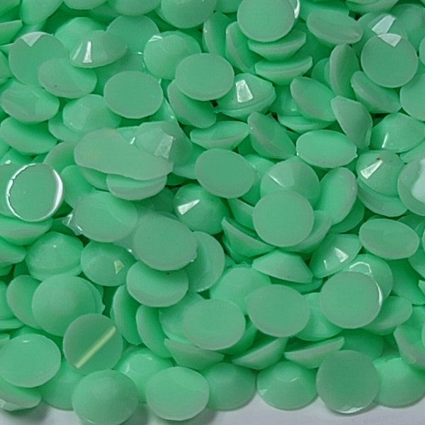 MACAROON OPAQUE MINT Flatback Jelly Resin Rhinestones with No Ab Coating Choose Size  3mm 4mm 5mm