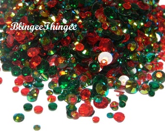 1500 Mixed Sizes Flatback Transparent AB Resin Rhinestones 3mm 4mm 5mm 6mm Diy Deco Bling Kit Embellishments CHRISTMAS RRM #5