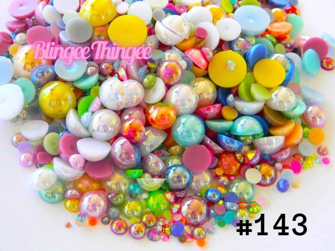 Ab Color Mixed Sizes Colors AB Flatback Faux Pearls Jelly AB Resin Rhinestones ...