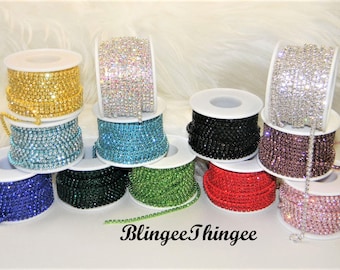 Rhinestone Chain Claw Rhinestones Banding Trim Featuring 3mm High Quality Glass Crystals Choose Color