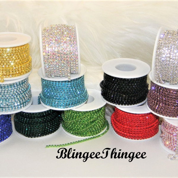 Rhinestone Chain Claw Rhinestones Banding Trim Featuring 3mm High Quality Glass Crystals Choose Color