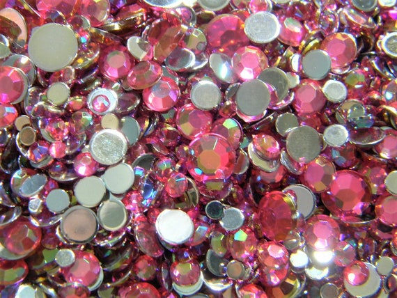 Resin Rhinestones Pink AB 2-6mm And Mixed Sizes Facets Glue On