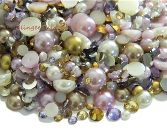 Mixed Sizes Colors Flatback Faux Half Round AB Pearls  Resin Rhinestones 3/4/5/6/8/10mm Embellishment Mixes 30 Grams #47