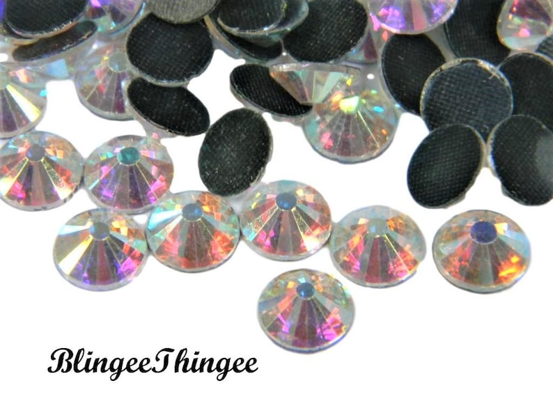 DMC HOTFIX Crystal AB Rhinestones Choose Size ss6 ss8 ss10 ss12 ss16 ss20 ss30 ss34 ss40 Iron On Rhinestones for Clothing Fabric Heat image 1