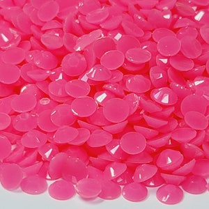 Clearance OPAQUE Glossy Rose Flatback Jelly Resin Rhinestones with No Ab Coating Choose Size  3mm 4mm 5mm