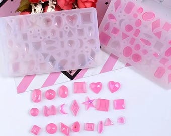 1 Piece  Rhinestone Gemstone Chocolate Candy Ice Cube Small Mold Food Grade Silicone Soap Making Resin Jewelry Crafts Pink or Clear
