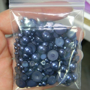 CLEARANCE Navy Blue Flatback Half Round Imitation Pearls Approximately 20 Gram Pack