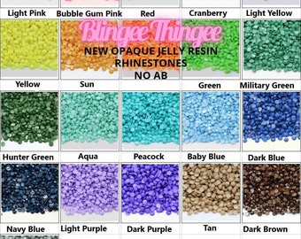 OPAQUE Jelly Flatback Resin Rhinestones NO AB Coating Choose Size and Color 2mm 3mm 4mm 5mm 6mm Faceted Bling Nonhotfix