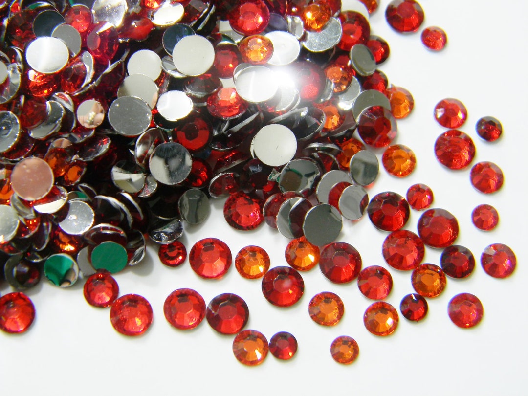 1500 RED Mixed Shades Sizes Colors Flatback Resin Rhinestones 3mm 4mm ...