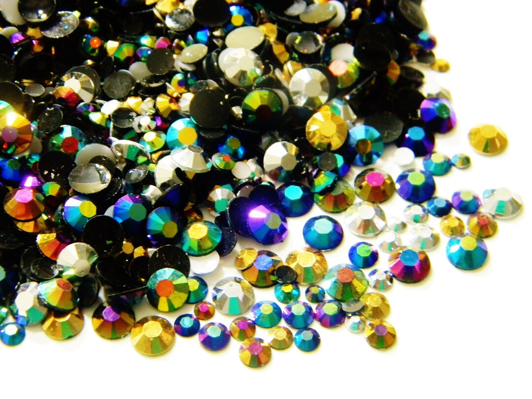1500 Jelly Mixed Sizes Colors Flatback Resin Rhinestones 3mm 4mm 5mm ...