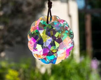 Atrapasol de 45 mm K9 CrystaL AB Prism Arcoíris Aurora Boreal Iridiscente Adorno de Diamantes de Imitación Amuleto para Coche Hogar Regalo Manualidades Mandala