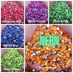 NEON Resin Rhinestones Flatback Silver Bottom Choose Color 1000 3mm 4mm 5mm Bling Embellishments