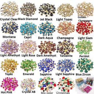 50 Pieces Assorted Gold  Metal Flatback Rhinestone Button Embellishments in Claw and Rhinetone Settings Flatback Sew On DIY Wedding Craft