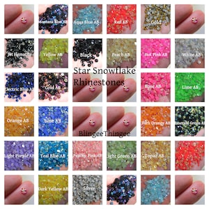 STAR SNOWFLAKE Resin Jelly AB Flatback Rhinestones Bling Embellishments Size 4mm or 5mm You Choose Color