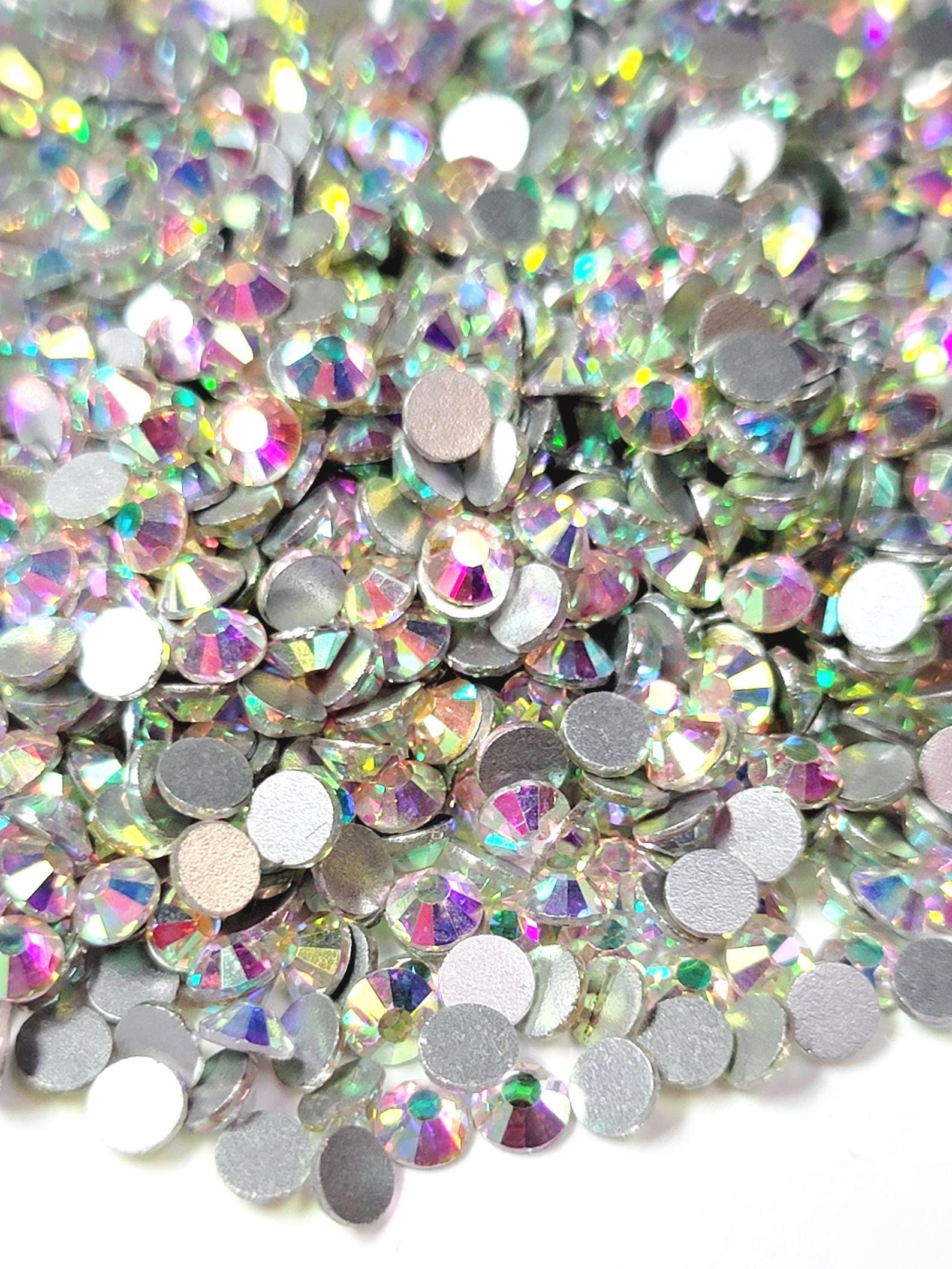 CRYSTAL AB Glass Flatback Rhinestones Faceted High Quality ...