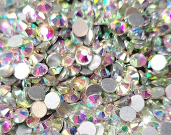 Kryształki płaskie z kryształkami CRYSTAL AB, fasetowane, wysokiej jakości, 10 brutto, ss6, ss10, ss12, ss16, ss20, ss30, ss34, ss40