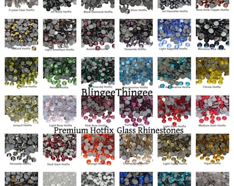 HOTFIX PREMIUM Glass Rhinestones Bling Crystals Embellishments for Fabric Choose Color and Size ss6 ss10 ss16 ss20 ss30 High Quality Faceted