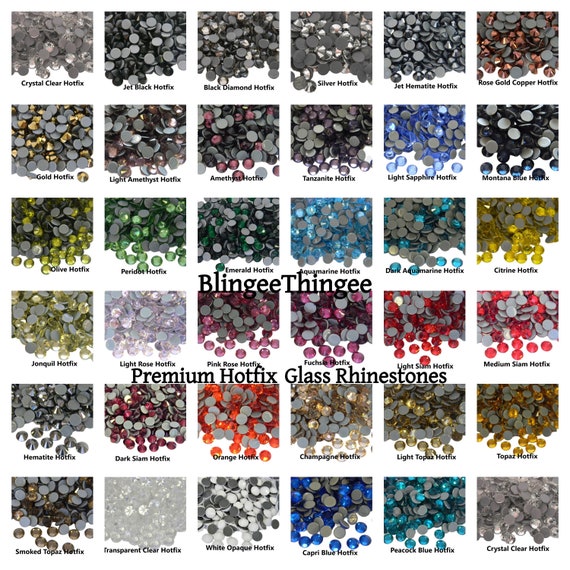 HOTFIX PREMIUM Glass Rhinestones Bling Crystals Embellishments for Fabric  Choose Color and Size Ss6 Ss10 Ss16 Ss20 Ss30 High Quality Faceted 