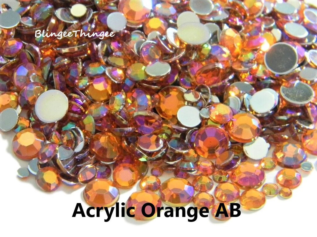 Orange AB - Transparent Jelly Rhinestones - Gem Collection - 3mm, 4mm , 5mm  - embellishments, bling , DIY, Crafts