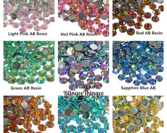 RESIN AB Flatback Rhinestones Choose Color Size 2mm 3mm 4mm 5mm 6mm Bling Embellishments NonHotfix ss6 ss12 ss16 ss20 ss30