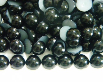 CHOOSE SIZE Black Flatback Faux Half Round Pearls Embellishments Diy Deco Scrapbooking Embellishments 3mm 4mm 5mm 6mm 8mm 10mm Craft Supply