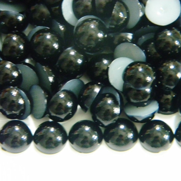 CHOOSE SIZE Black Flatback Faux Half Round Pearls Embellishments Diy Deco Scrapbooking Embellishments 3mm 4mm 5mm 6mm 8mm 10mm Craft Supply