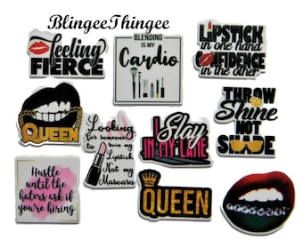 10 Piece Flatback Resin Planar Lot  Laser Cut Acrylics Assorted Makeup Money Sayings Boss Shoes Kawaii Cabochon Diy Deco Kit Set #8