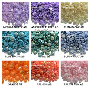 CHOOSE Size and Color AB Flatback Pearls Half Round Pearl 2mm 3mm 4mm 5mm 6mm 8mm 10mm 12mm 14mm Pearl Embellishments Cabochons